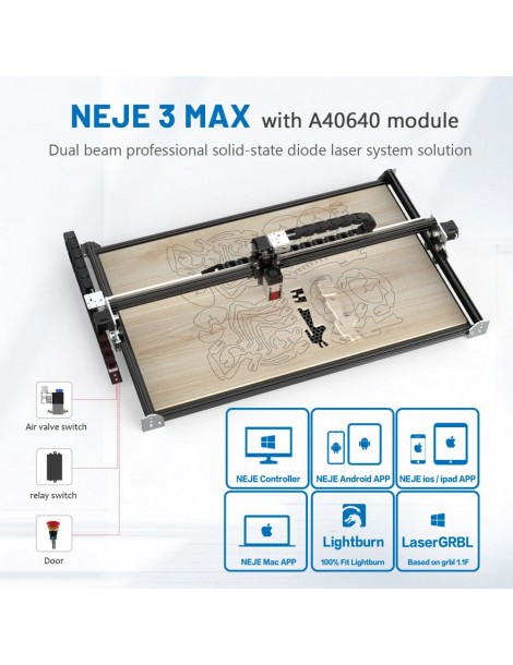 NEJE 3 MAX Incisore laser con kit di moduli a doppio raggio laser A40640 - 460x810 mm Only for today