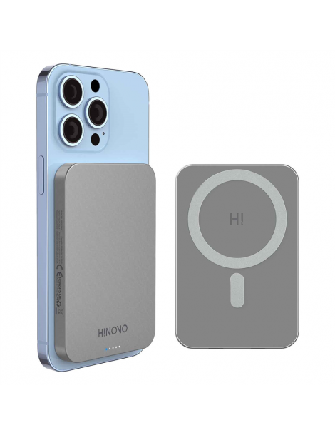 HINOVO MB1-5000 5000mAh Power Bank Wireless Magnetico in Metallo Batteria Mag-Safe per iPhone 14/13/12 Duty-free