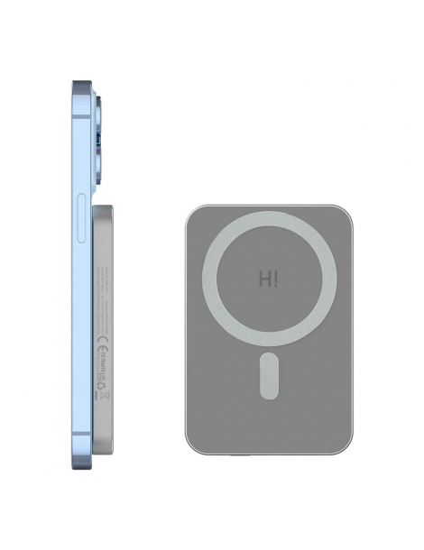 HINOVO MB1-5000 5000mAh Power Bank Wireless Magnetico in Metallo Batteria Mag-Safe per iPhone 14/13/12 Duty-free