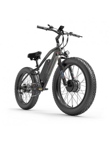 LANKELEISI MG740 PLUS 26*4.0'' Pneumatici Bici Elettrica 1000W*2 Doppio Motore 48V 17.5Ah Batteria - Grigio Nuovo