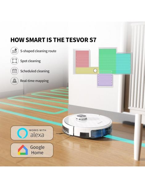 Tesvor S7 Pro Robot Aspirapolvere con Funzione Mop Aspirazione 6000Pa Navigazione Laser Pattumiera 600ml Novità