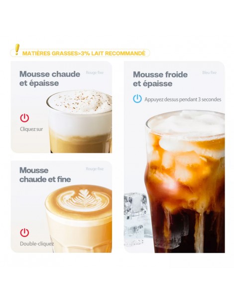 HiBREW M1A 450W Macchina montalatte miscelatore di cioccolato per latte freddo/caldo e cappuccino - nero Offerta esclusiva