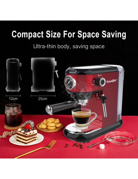 Sonifer SF3558 1450W Caffettiera elettrica per caffè espresso pompa a 15 bar cappuccinatore con schiuma di latte Vendite stagionali
