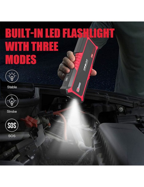GOOLOO GP2000 avviatore di emergenza per auto con picco di 2000A Jump Box da 12V alimentatore da 19800mAh - Rosso Smaltimento dello stoccaggio
