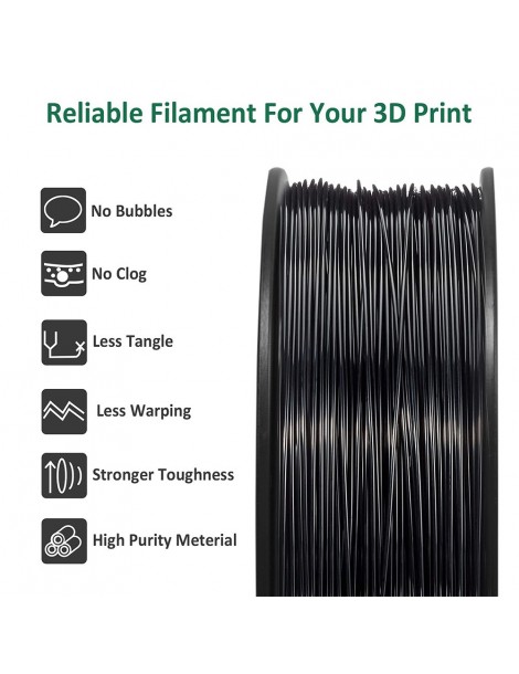 Geeetech Filamento ABS per stampante 3D precisione dimensionale 1 75 mm /- 0 03 mm Bobina da 1 kg (2 2 libbre) - nero Latest fashion
