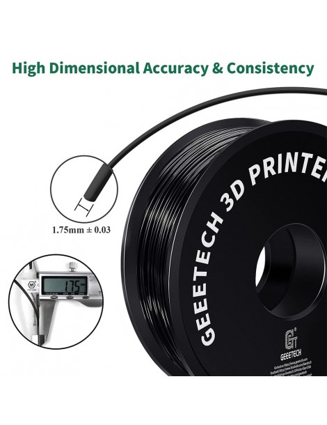 Geeetech Filamento ABS per stampante 3D precisione dimensionale 1 75 mm /- 0 03 mm Bobina da 1 kg (2 2 libbre) - nero Latest fashion