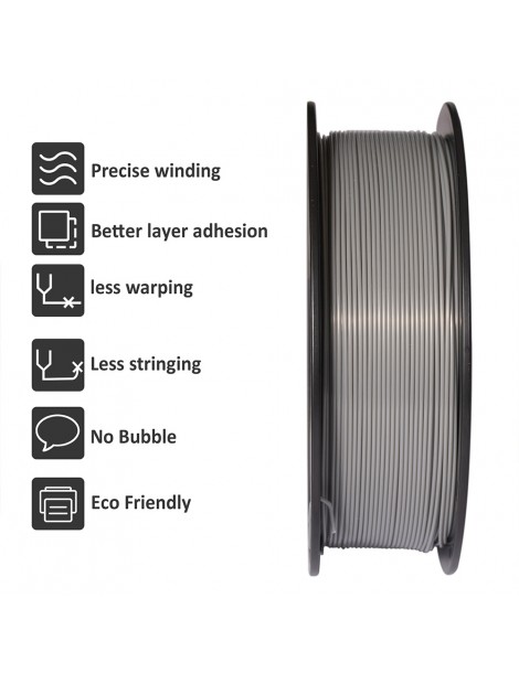 Filamento PLA Geeetech per stampante 3D precisione dimensionale 1 75 mm /- 0 03 mm Rocchetto da 1 kg (2 2 libbre) - Grigio Offerta temporanea