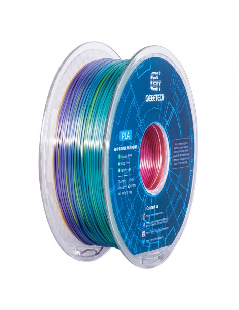 Geeetech Filamento PLA di seta per stampante 3D precisione dimensionale di 1 75 mm /- 0 03 mm Bobina da 1 kg - Arcobaleno Nuovi prodotti