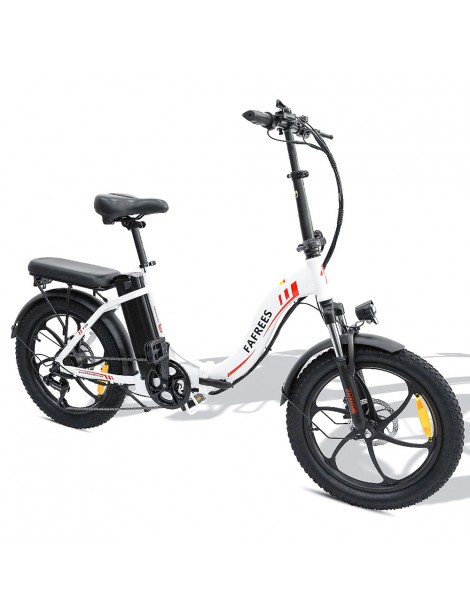 FAFREES F20 20" Bicicletta Elettrica da Città Pieghevole 250W Motore Brushless 36V 15AH Batteria al litio -Bianco Esporta salva