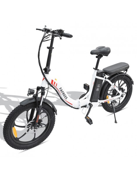 FAFREES F20 20" Bicicletta Elettrica da Città Pieghevole 250W Motore Brushless 36V 15AH Batteria al litio -Bianco Esporta salva