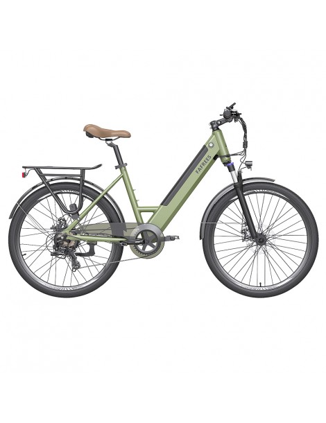 FAFREES F26 Pro 26'' E-Bike da città passo-passo 25 Km/h Motore 250W 36V 10Ah Batteria incorporata rimovibile-Verde Italy