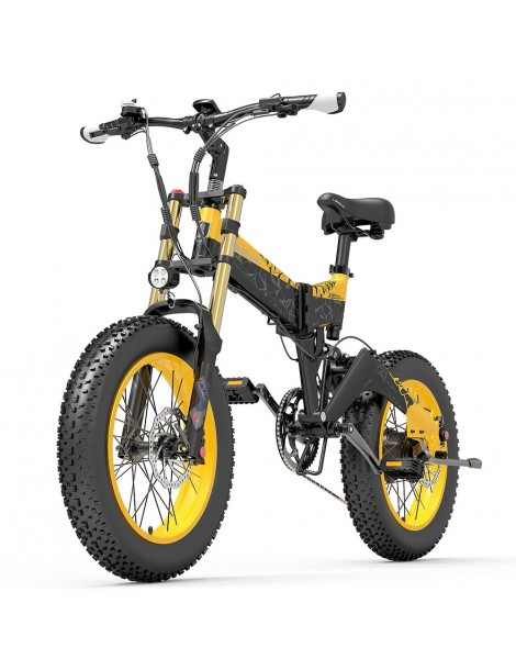 LANKELEISI X3000 Plus Bicicletta elettrica pieghevole Big Fork 48V 1000W Motore 17.5Ah Batteria - Nero e giallo Vendita