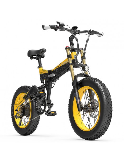 LANKELEISI X3000 Plus Bicicletta elettrica pieghevole Big Fork 48V 1000W Motore 17.5Ah Batteria - Nero e giallo Vendita