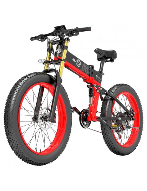 BEZIOR X-PLUS Bicicletta elettrica 1500W Motore 48V 17.5Ah Batteria - Rosso Spedizione Gratuita
