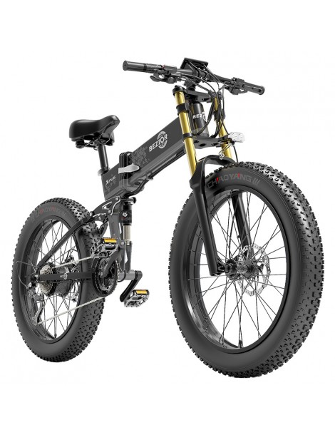 BEZIOR X-PLUS Electric Bike 1500W Motor 48V 17.5Ah Battery 26*4.0 Tire Mountain Bike 40 km/h Max Speed 200kg Load -Black Pezzi Unici