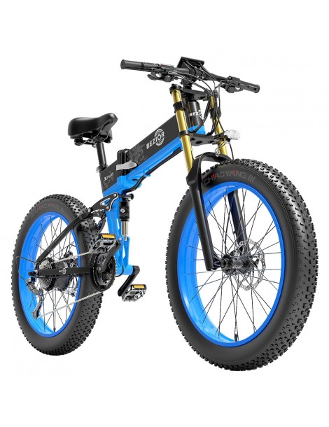 BEZIOR X-PLUS Electric Bike 1500W Motor 48V 17.5Ah Battery 26*4.0 Tire Mountain Bike 40 km/h Max Speed 200kg Load - Blue Soddisfazione Garantita