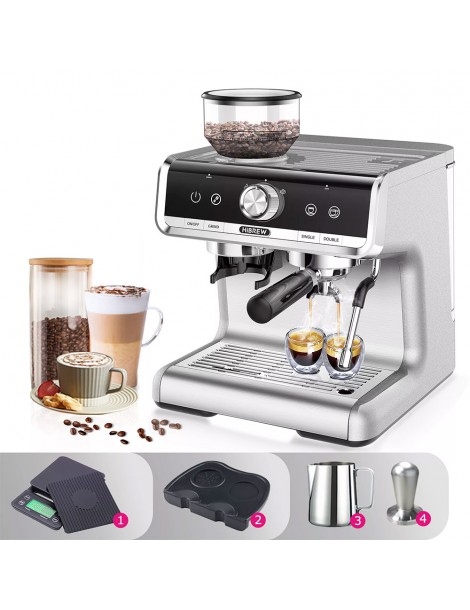 HiBREW H7 1550W Macchina da caffè 19Bar 2.8L Capacità d'acqua Caffettiera con Latte Cup Powder Tamper Scala elettronica Fornitura limitata
