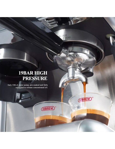 HiBREW H7 1550W Macchina da caffè 19Bar 2.8L Capacità d'acqua Caffettiera con Latte Cup Powder Tamper Scala elettronica Fornitura limitata