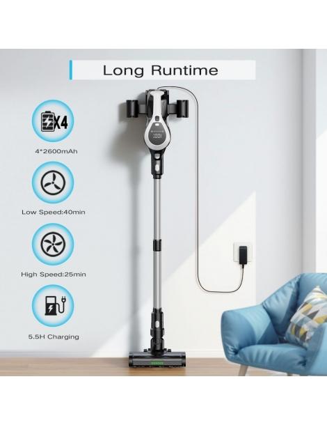 MOOSOO YC1 Aspirapolvere senza fili alta aspirazione 12kPa fino a 40min di funzionamento display a LED - Argento Smaltimento dello stoccaggio