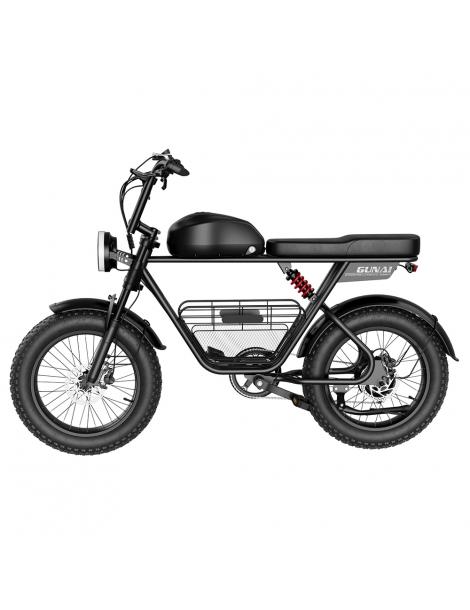 GUNAI-T Bicicletta elettrica motore 1000W batteria 48V 21Ah pneumatici grassi 20*4.0 pollici velocità massima 60km/h - Nero Esporta salva