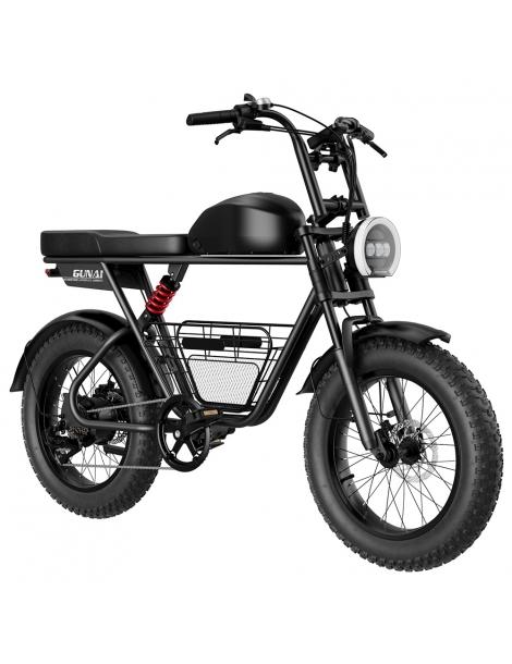 GUNAI-T Bicicletta elettrica motore 1000W batteria 48V 21Ah pneumatici grassi 20*4.0 pollici velocità massima 60km/h - Nero Esporta salva