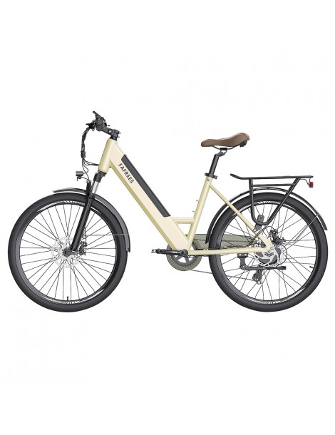 FAFREES F26 Pro 26'' E-Bike da città passo-passo 25 Km/h Motore 250W 36V 10Ah Batteria incorporata rimovibile-Oro Spedizione Gratuita