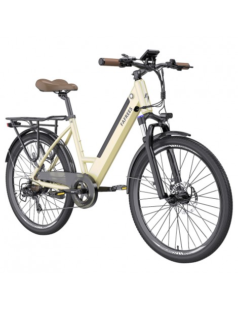 FAFREES F26 Pro 26'' E-Bike da città passo-passo 25 Km/h Motore 250W 36V 10Ah Batteria incorporata rimovibile-Oro Spedizione Gratuita