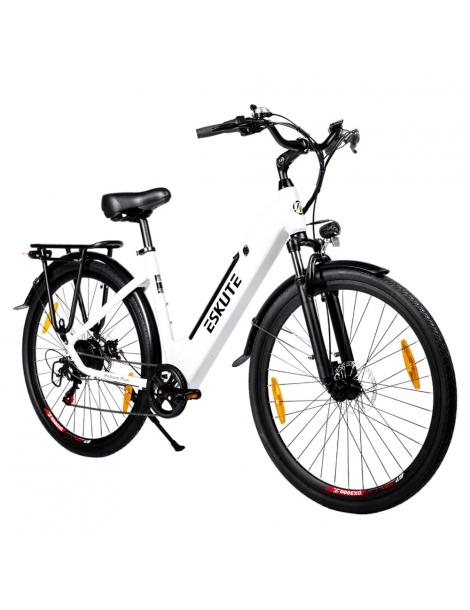 ESKUTE ES-28-SDXK Bicicletta elettrica motore da 250W batteria da 36V 20Ah pneumatici da 28*1.75 pollici - Bianco Soddisfazione Garantita
