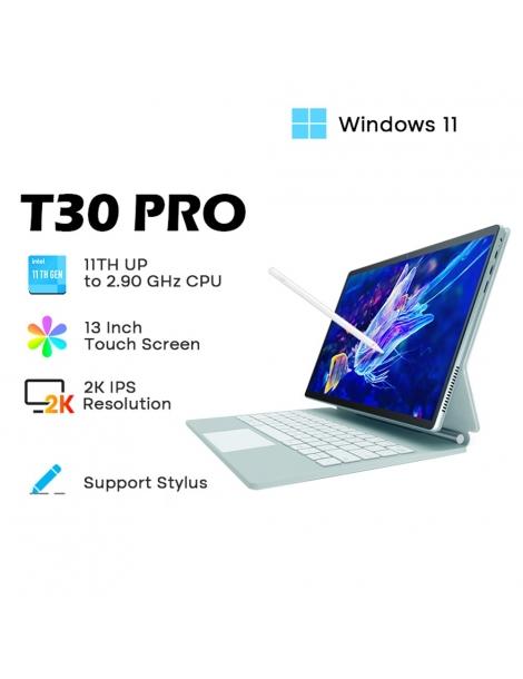 DERE T30 PRO 2-in-1 Laptop 13 pollici 2K IPS Touch Screen Tablet PC/Tastiera magica Penna stilo 16GB DDR4 512GB SSD - Verde Novità