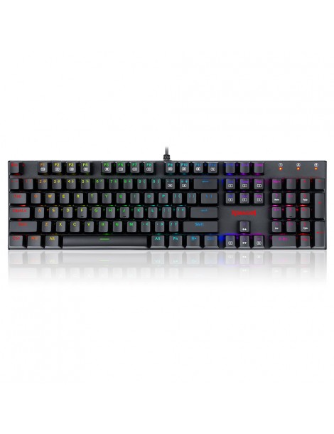 Tastiera meccanica cablata a 104 tasti K565-RGB Retroilluminazione RGB Layout USA Base in alluminio Interruttore rosso - Nero