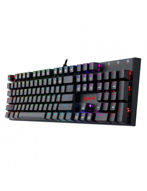 Tastiera meccanica cablata a 104 tasti K565-RGB Retroilluminazione RGB Layout USA Base in alluminio Interruttore rosso - Nero Negozio