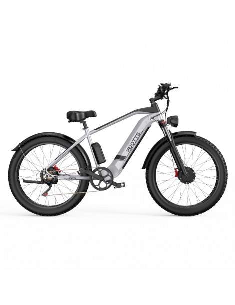 DUOTTS F26 26*4.0 Inch Bicicletta elettrica con pneumatici grassi doppio motore 750W*2 batteria LG 17.5Ah - Argento Offerta Giorno del Papà