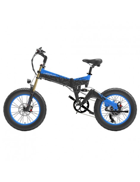 LANKELEISI X3000 Plus Bicicletta elettrica pieghevole Big Fork 48V 1000W Motore 17.5Ah Batteria - Nero e Blu Bestseller