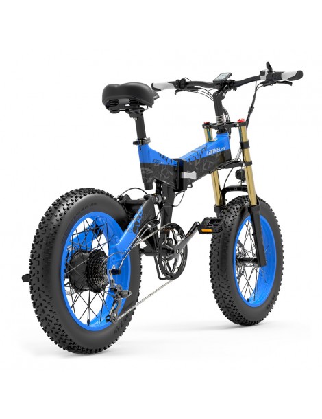 LANKELEISI X3000 Plus Bicicletta elettrica pieghevole Big Fork 48V 1000W Motore 17.5Ah Batteria - Nero e Blu Bestseller