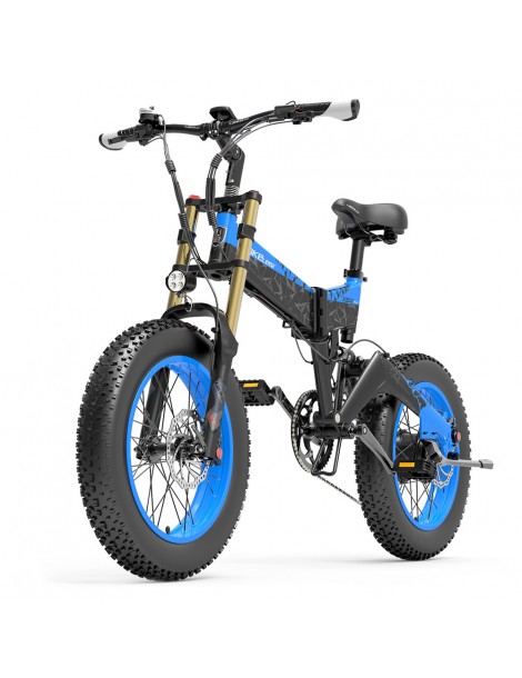 LANKELEISI X3000 Plus Bicicletta elettrica pieghevole Big Fork 48V 1000W Motore 17.5Ah Batteria - Nero e Blu Bestseller
