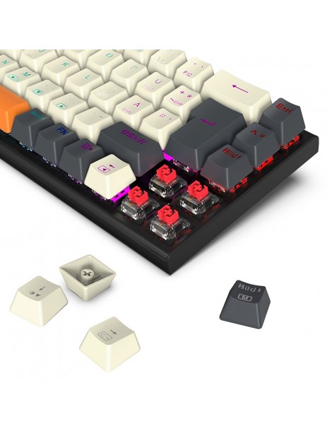 K633CGO-RGB Ryze Tastiera da gioco meccanica compatta a 68 tasti Layout tedesco Interruttore rosso retroilluminato RGB Qualità
