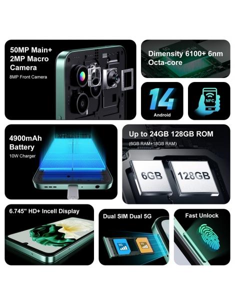 FOSSiBOT S1 5G 6GB+128GB Smartphone schermo da 6 745 pollici fotocamera da 50MP NFC GPS Android 14 - Nero Pezzi Unici