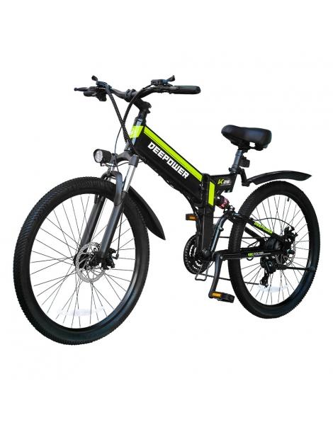 DEEPOWER K26 Bicicletta elettrica pieghevole pneumatici da 26 pollici motore da 48V 500W batteria da 12 8Ah Presa