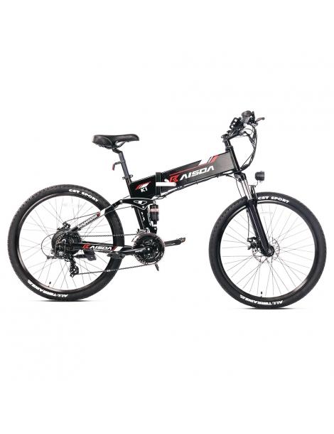 Kaisda K1 Ciclomotore elettrico pieghevole pneumatico da 26 pollici motore da 500W batteria agli ioni di litio da 10Ah - Nero