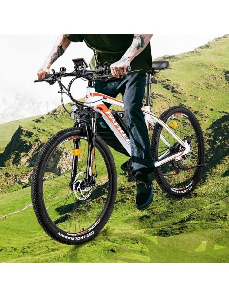 FAFREES Bici elettrica da 26 pollici 250 W con batteria agli ioni di litio da 36 V 10 Ah SHIMANO 21 velocità-Bianco In Vendita