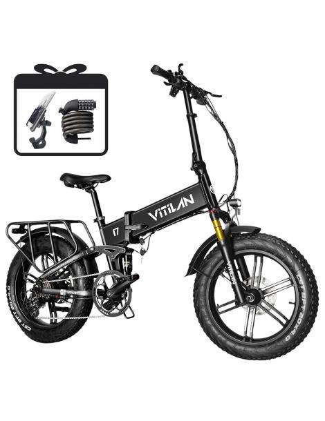 Vitilan I7 Pro 3.0 Bicicletta elettrica motore 750W 48V 20Ah pneumatico grasso 20*4.0 pollici 45km/h 80Nm 110km - Nero Black Friday