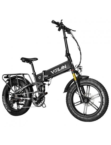 Vitilan I7 Pro 3.0 Bicicletta elettrica motore 750W 48V 20Ah pneumatico grasso 20*4.0 pollici 45km/h 80Nm 110km - Nero Black Friday