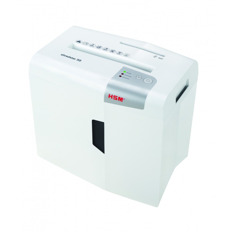 HSM X8 distruggi documenti Taglio a particelle 58 dB 22 cm Argento Bianco