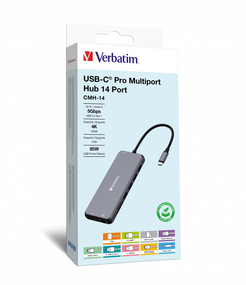 Verbatim CMH-14 USB tipo-C 5000 Mbit/s Argento I Più Venduti