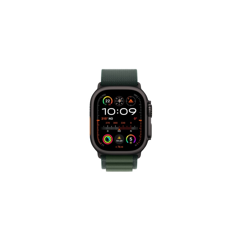 APPLE Apple Watch Ultra 2 GPS + Cellular 49mm Black Titanium Case with Dark Green Alpine Loop - Large Consegna Veloce