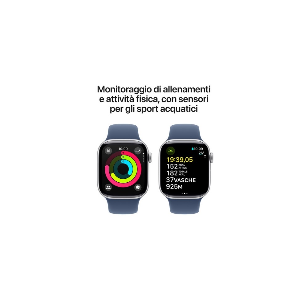APPLE Apple Watch Series 10 GPS 42mm Silver Aluminium Case with Denim Sport Band - S/M Offerta
