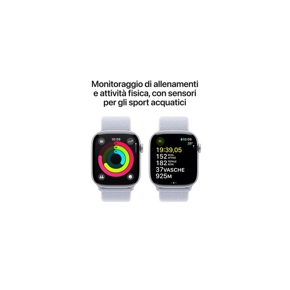 APPLE Apple Watch Series 10 GPS 46mm Silver Aluminium Case with Blue Cloud Sport Loop I Più Venduti
