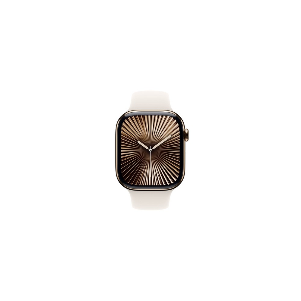 APPLE Apple Watch Series 10 GPS + Cellular 46mm Gold Titanium Case with Starlight Sport Band - S/M Bestseller