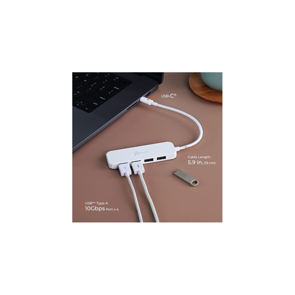 j5create Eco-Friendly USB-C to 4-Port Type-A Gen 2 Hub Presa