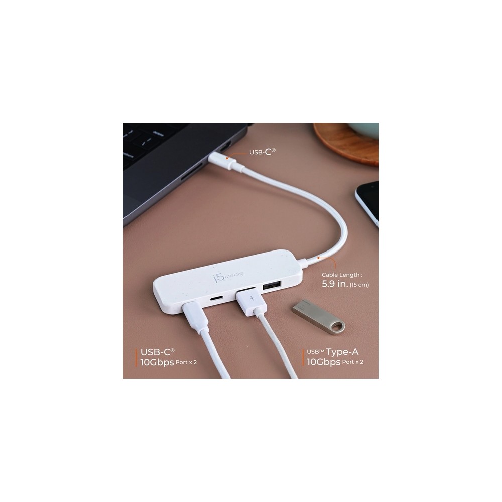 j5create Eco-Friendly USB-C to 4-Port Type-C & Type-A Gen 2 Hub Sconto